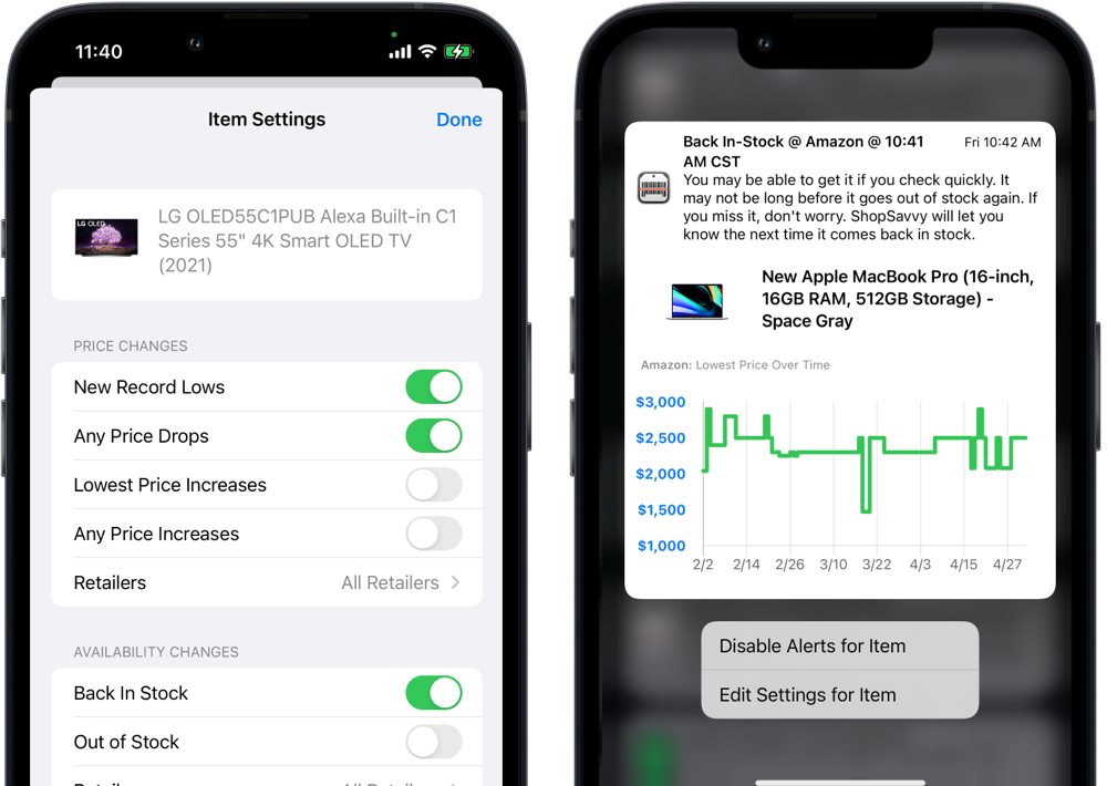 Know when it's back in stock